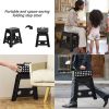 Set of 2 Folding Step Stool 15.7" with Non-Slip Surface and Portable Handle, Black/Purple/Blue/White