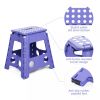 Set of 2 Folding Step Stool 15.7" with Non-Slip Surface and Portable Handle, Black/Purple/Blue/White