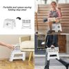 Set of 2 Folding Step Stool 8.7" with Non-Slip Surface and Portable Handle, Blue/White