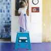 Set of 2 Folding Step Stool 15.7" with Non-Slip Surface and Portable Handle, Black/Purple/Blue/White